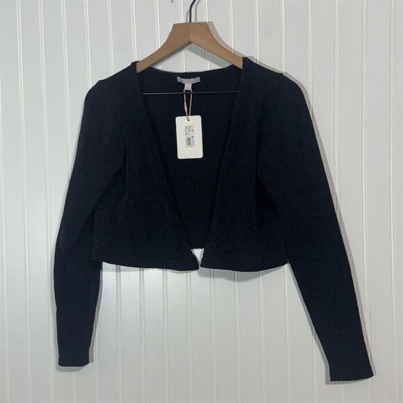 GB Gianni Bini Black Cropped Open Front Cardigan Sweater NWT Dillard’s Size S - Picture 1 of 8